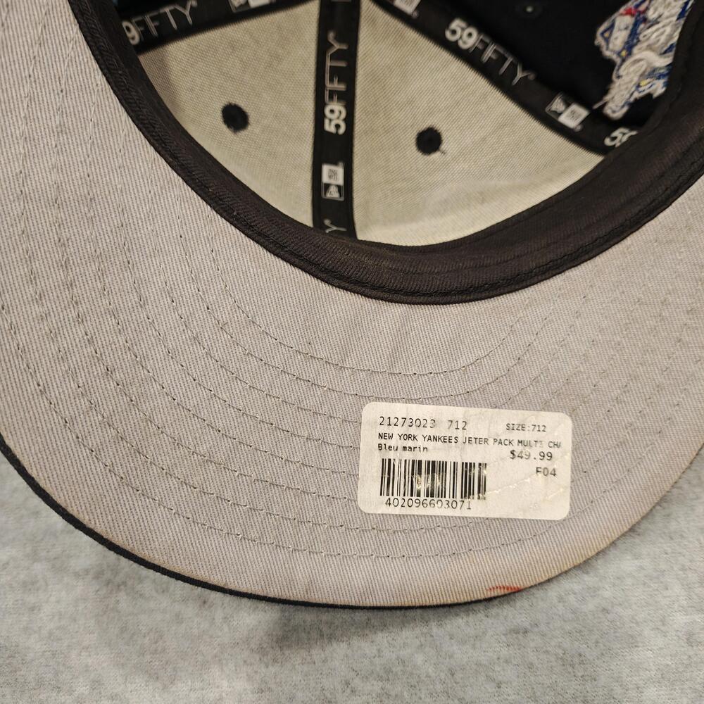 New York Yankees Derek Jeter Hat Cap Fitted Mens 7 1/2 MLB World Series New Era - Picture 9 of 12